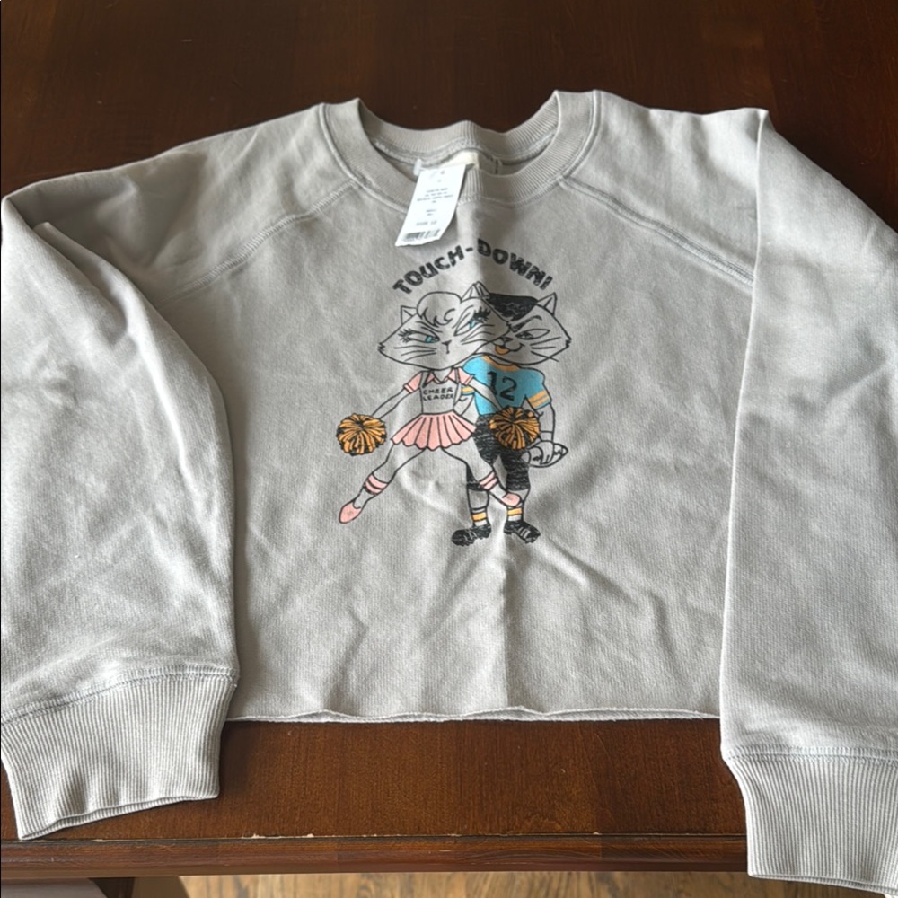Gray Cropped Sweatshirt with Vintage Graphic Design